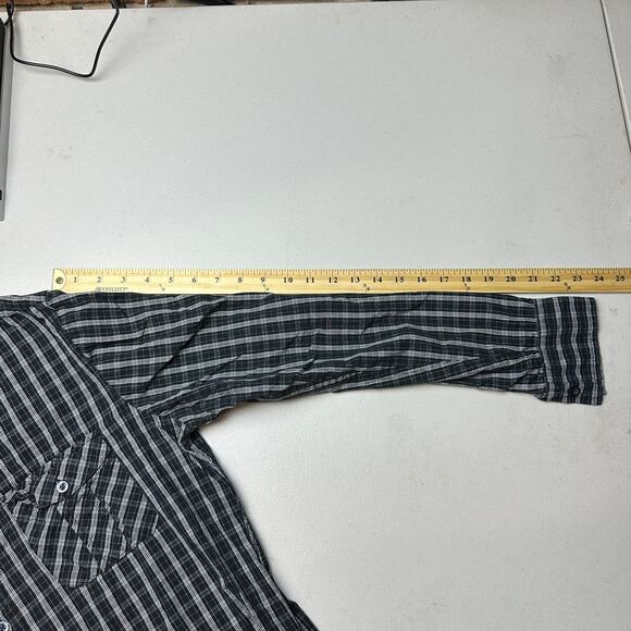 Paper Denim & Cloth Striped Long Sleeve Button Up Shirt Size Medium Black White - Picture 6 of 8